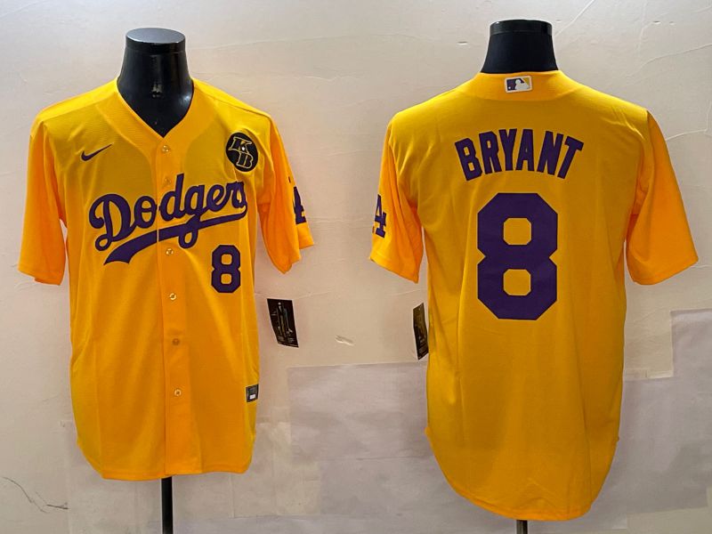 Men Los Angeles Dodgers #8 Bryant Yellow Game 2025 Nike MLB Jersey style 1
